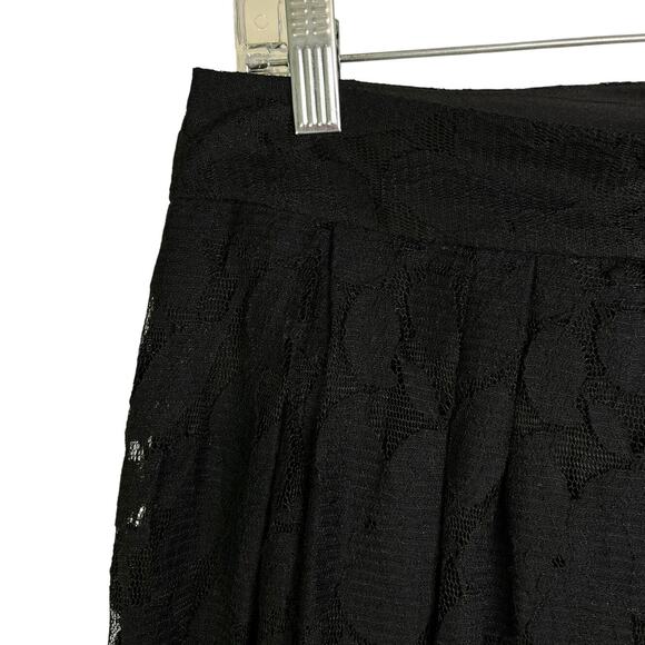 Loft Skirt Womens 4P Black Pleated Laced Overlay Tennis Style Back Zip Flirty - Picture 6 of 12